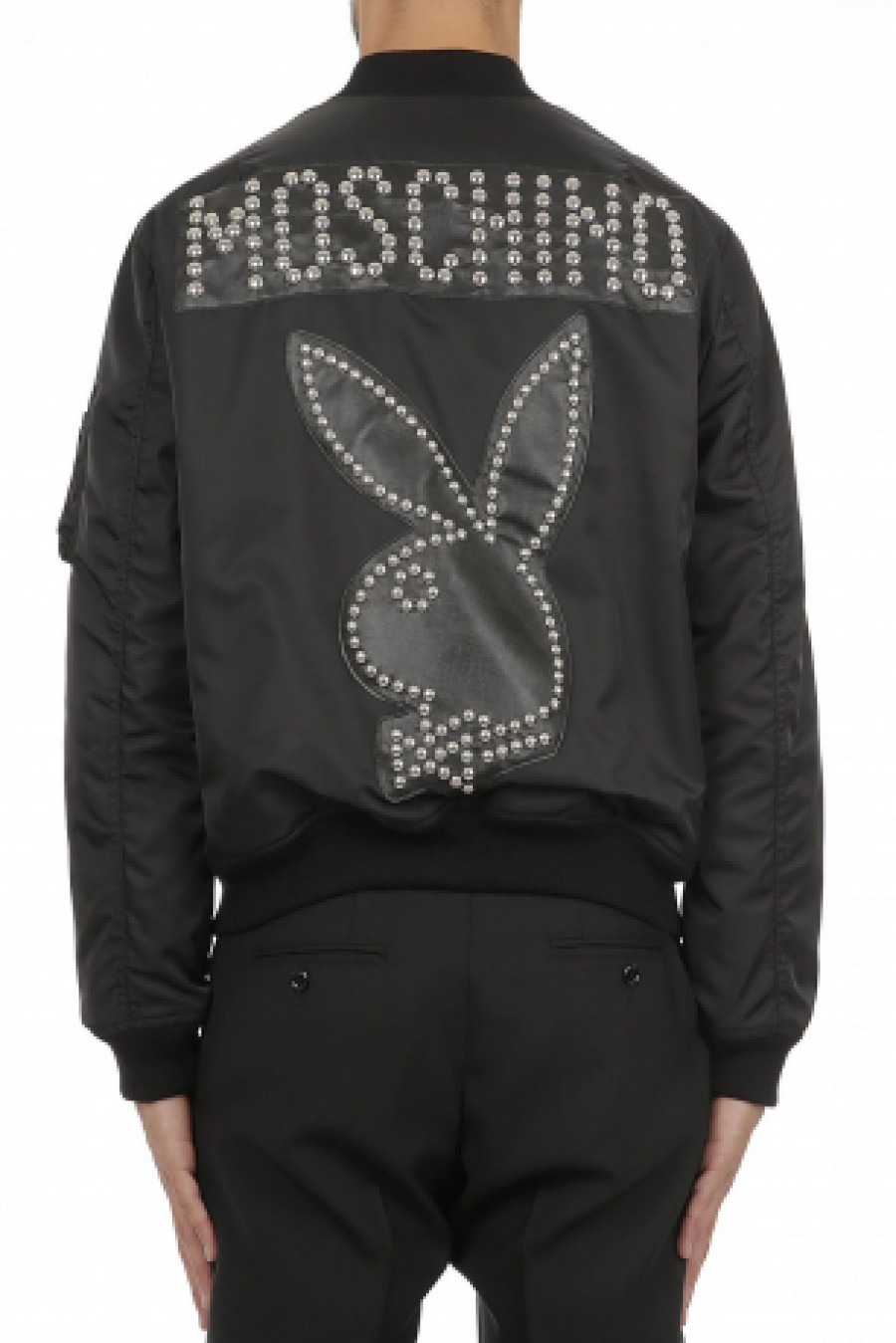 Moschino Men's jacket technical gabardine Moschino X Playboy black bomber
